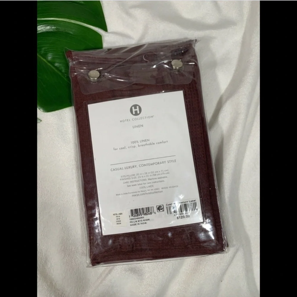NIB $120 Hotel Collection 100% Linen (1) Standard Sham Pillow‎ Case #244